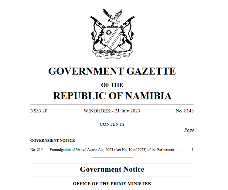 Namibia signs crypto exchange regulation bill into law