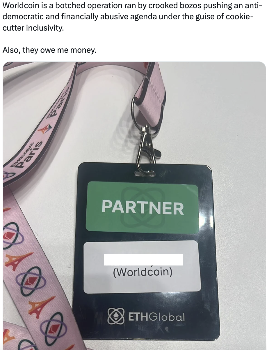 Person claiming to be former Worldcoin employee says they’re in contact with authorities