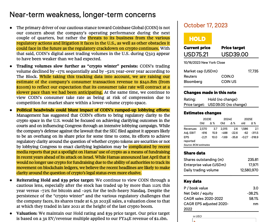 Coinbase lobbying efforts face setback from Hamas’ crypto use: Berenberg analysts