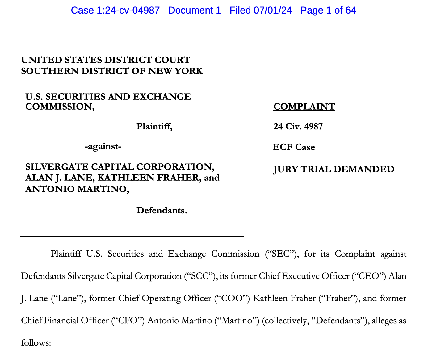 SEC files lawsuit against FTX-linked bank, alleging fraud