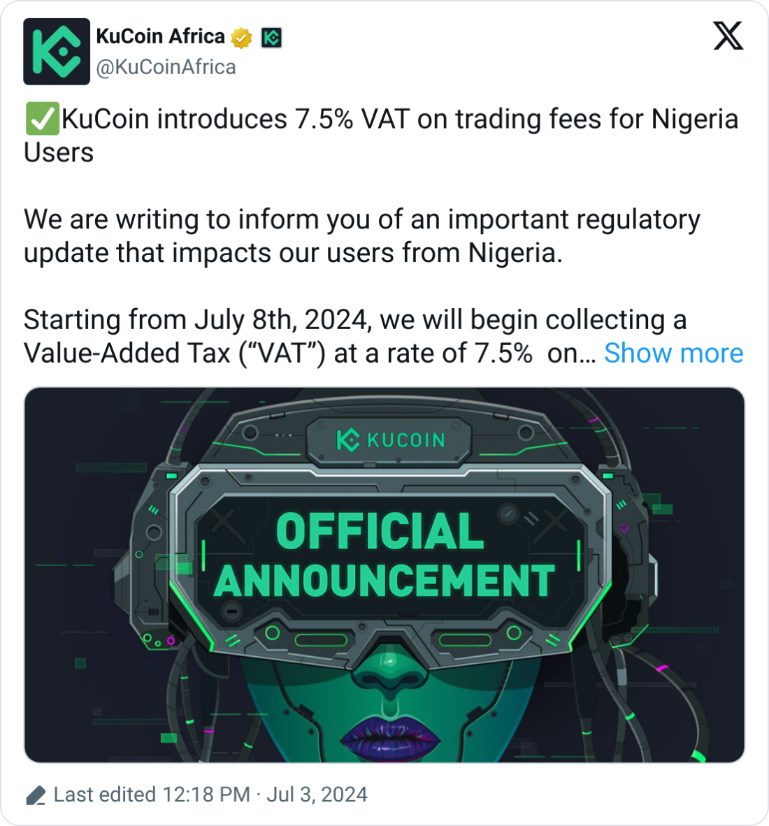 KuCoin VAT charge raises concerns among Nigerian crypto community