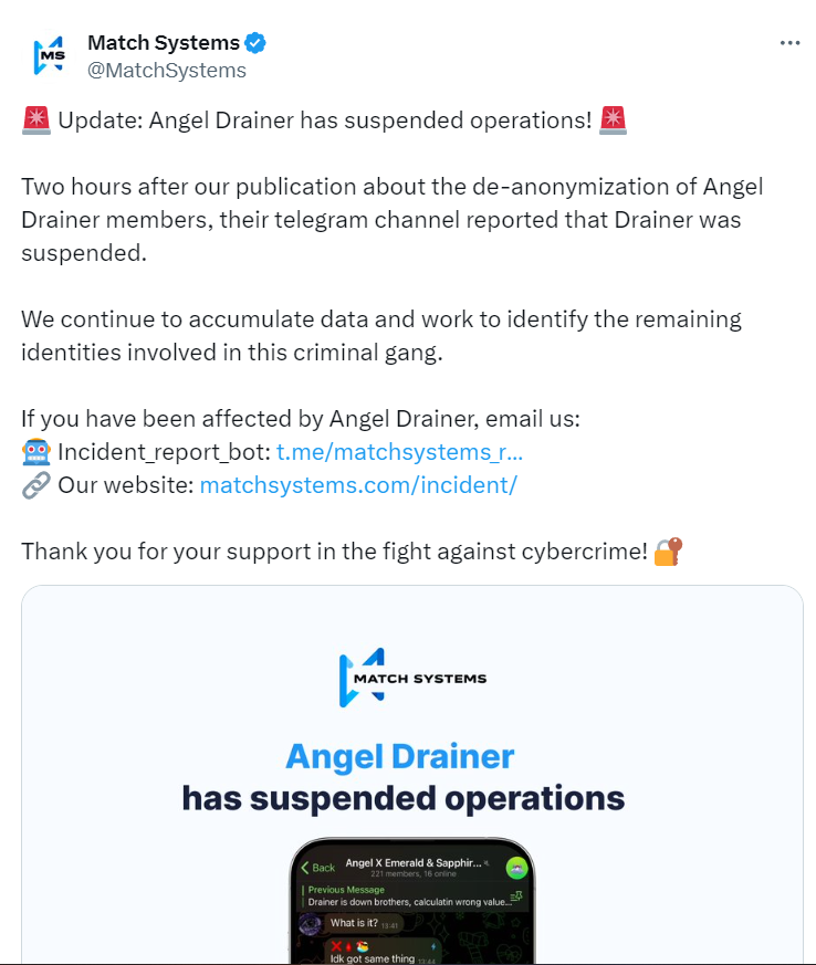 Angel Drainer reportedly shuts down after devs potentially identified