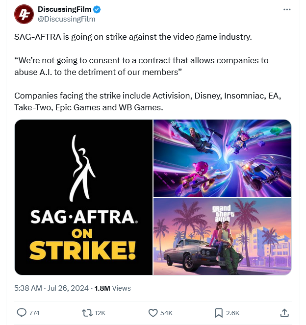 Hollywood video game performers go on strike, citing AI ‘abuse’