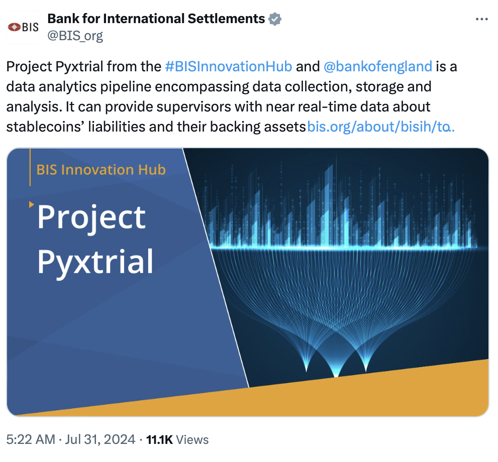 BIS, Bank of England unveil Project Pyxtrial for stablecoin monitoring