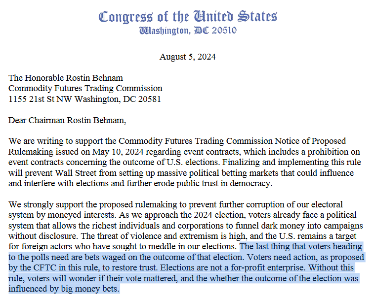 US senators urge CFTC to finalize ban on election betting