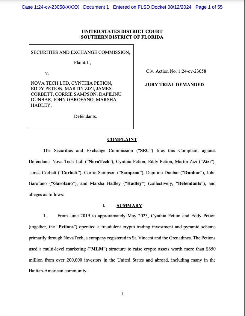 SEC charges Novatech, company founders, promoters with fraud