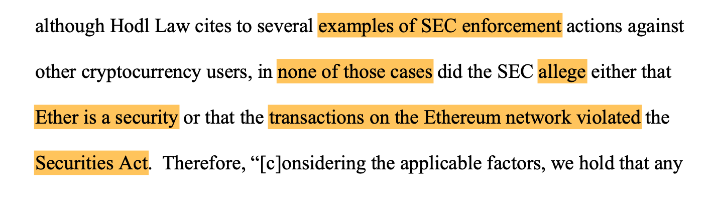 Crypto law firm loses appeal to force SEC’s hand on Ether classification