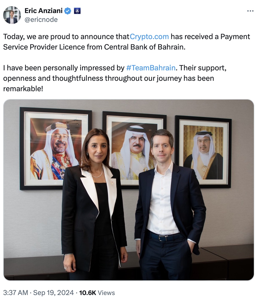 Crypto.com gains payment service license from Bahrain central bank