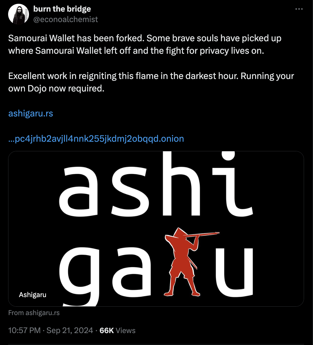 Samourai Wallet forked into ‘Ashigaru’ Open Source Project