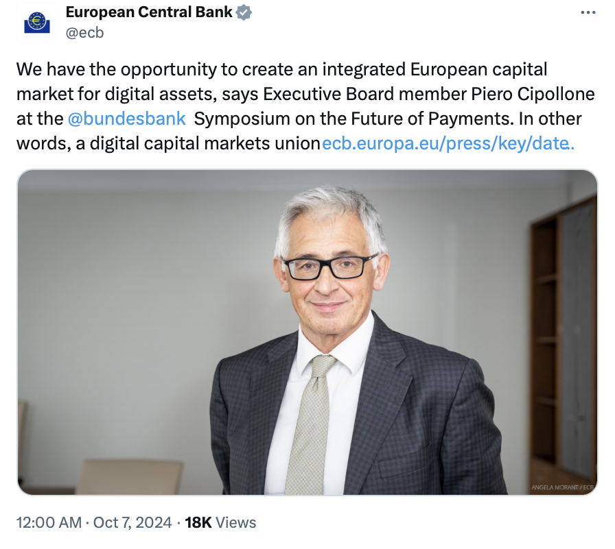 ECB official proposes unified European ledger for digital assets