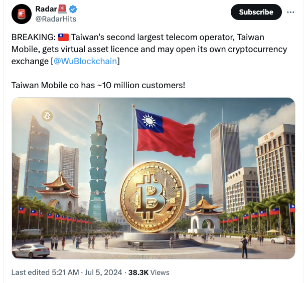 Taiwan to trial crypto custody services through local banks in 2025