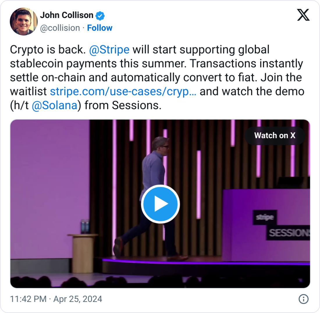 Stripe’s new stablecoin option gains traction in 70 countries on day 1