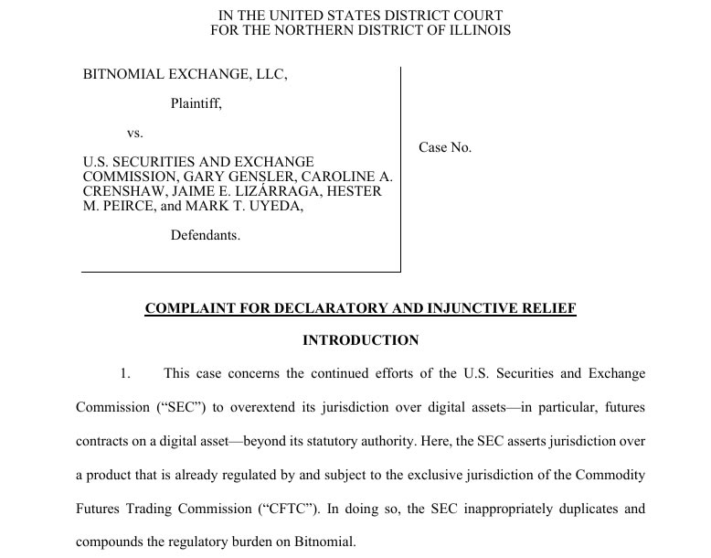 Bitnomial sues SEC over claim that XRP is a security