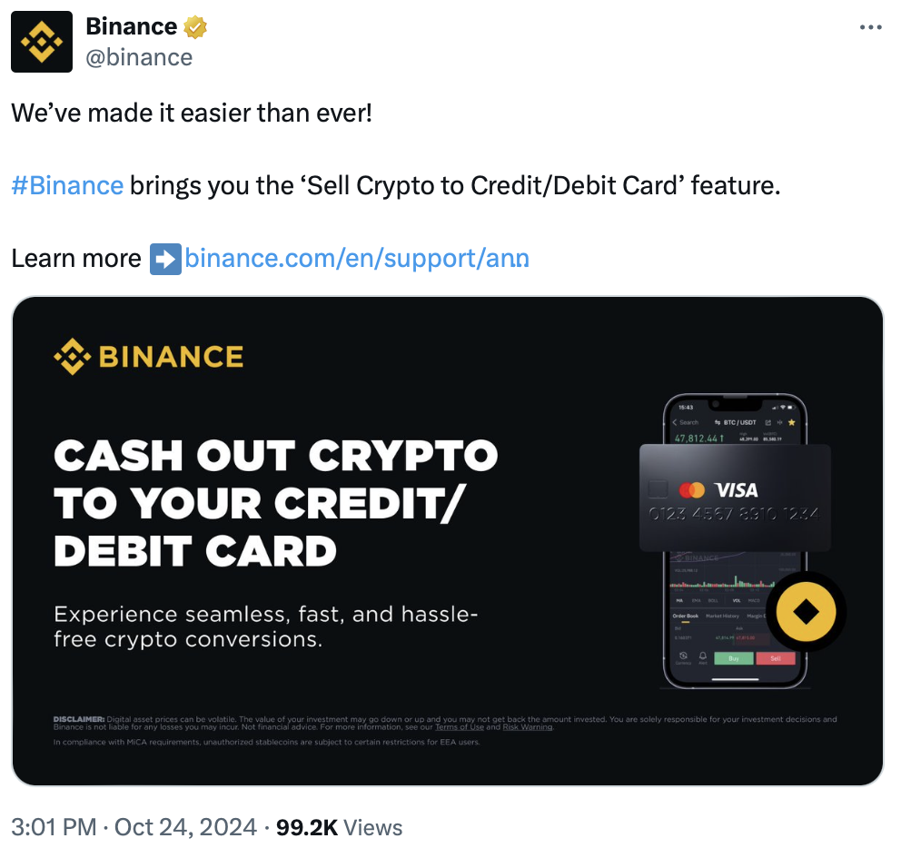 Binance Connect relaunches with integrated crypto-to-fiat service