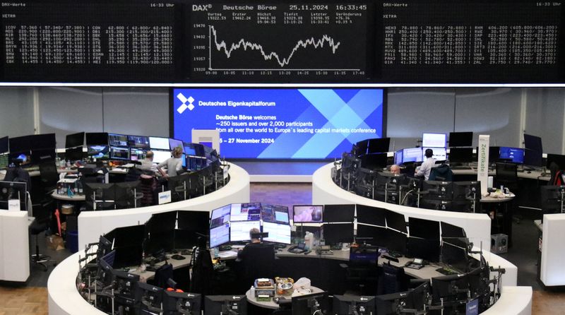 European shares settle at one-month high; French politics in focus