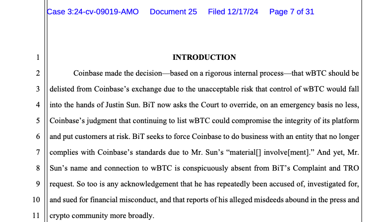 Coinbase slammed for linking wBTC delisting to Justin Sun